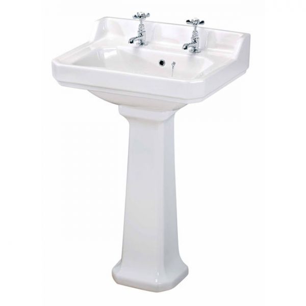 Victorian 600mm 2TH Traditional Basin and Pedestal
