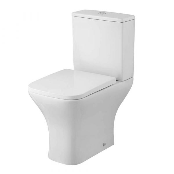 Ava Close Coupled Rimless Toilet WC Push Button Cistern - Soft Close Seat