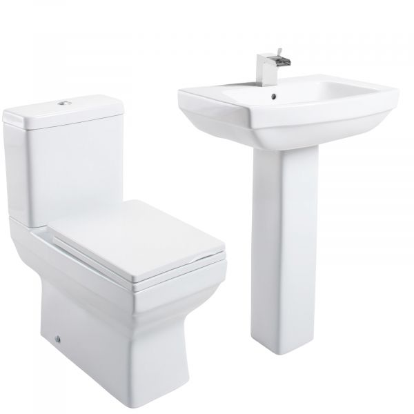 Modern Contemporary Square Wc Suite Toilet Basin and Ped