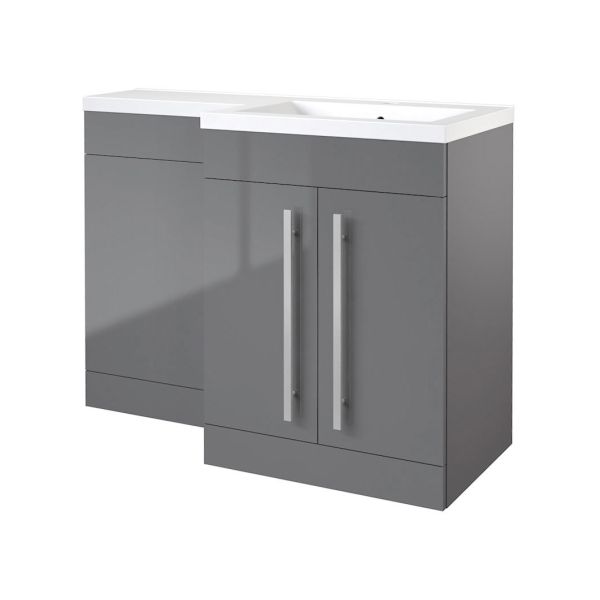 L-Shaped 1100mm Anthracite Vanity Unit and WC Combination Right Hand