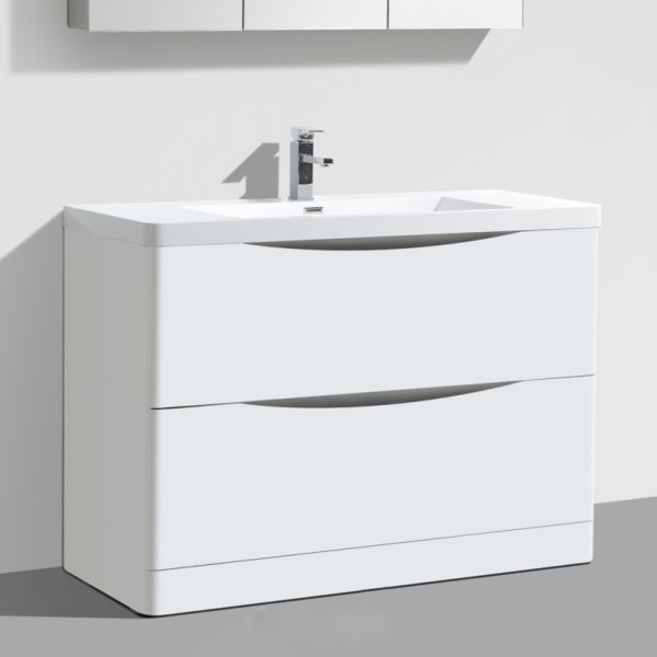 Motiv 900mm White Gloss Floor Standing Bathroom Vanity Unit inc Basin