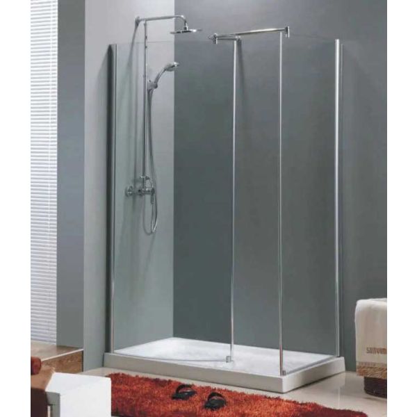 1200x800 Clear Glass Walk in Shower inc 45mm Low Profile Stone Resin Tray