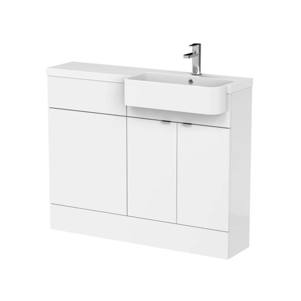Rio Gloss White 1000mm Vanity Unit and WC Combination RH