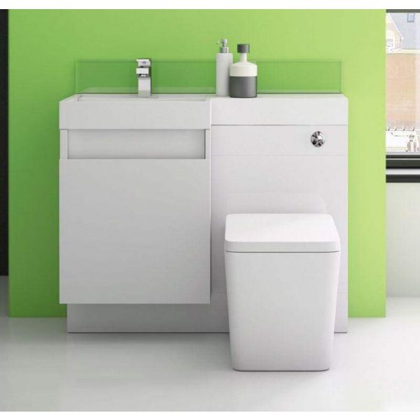Trafalgar 1200 Double Soft Close Drawer Vanity and WC Unit in White with Basin
