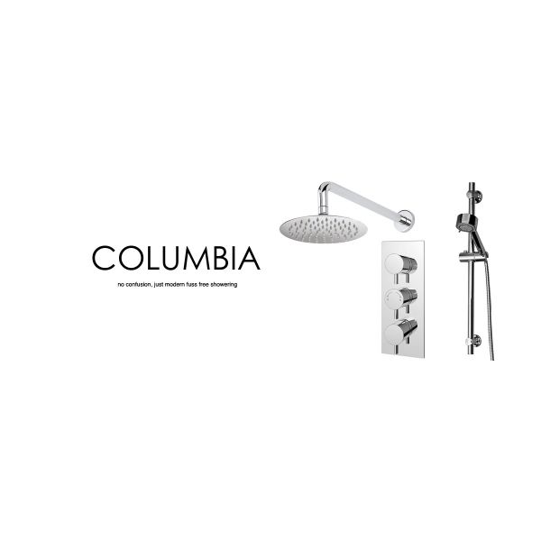Columbia Triple Concealed Round Thermostatic Shower Valve And Slim Head