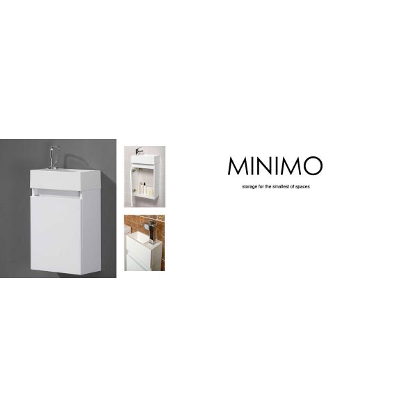 Minimo 400 Cloakroom Vanity Unit inc. Soft Closing Door inc. Basin. Gloss White 