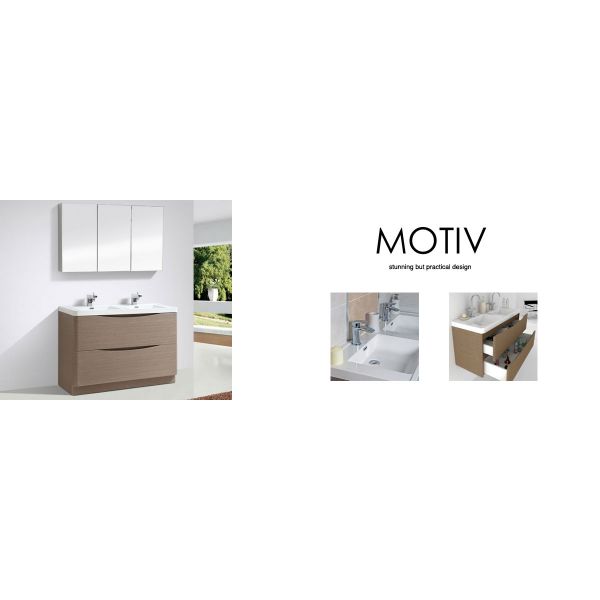 Motiv 1200mm Floor Standing Double Basin Vanity Unit Dark Wood
