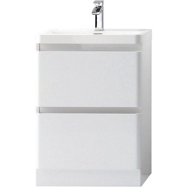 Zenit 600mm White Gloss Floor Standing Bathroom Vanity Unit NO Basin