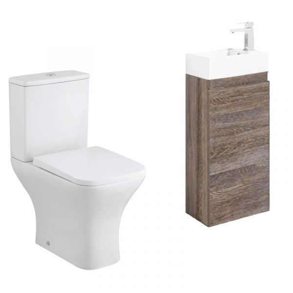 Zero Toilet and Cloakroom Dark Wood Vanity Suite