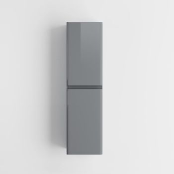 Zenit Wall Mounted Tall Bathroom Cabinet Grey Gloss 1400mm