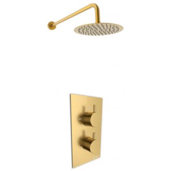 Columbia Brushed Brass Concealed Thermostatic Valve and Shower Head