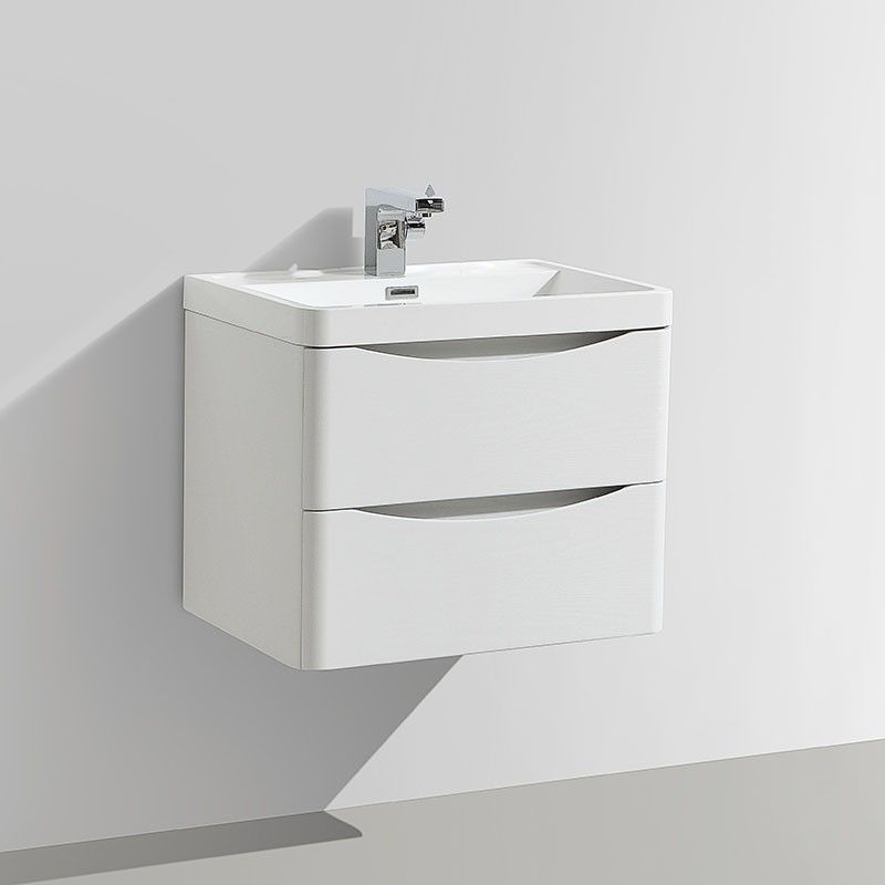 Motiv 600mm White Gloss Wall Mounted, Wall Hung Sink Vanity Unit White