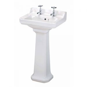 Victorian 500mm 2TH Traditional Basin and Pedestal