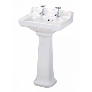 Victorian 560mm 2TH Traditional Basin and Pedestal