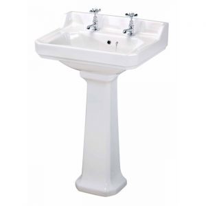Victorian 600mm 2TH Traditional Basin and Pedestal