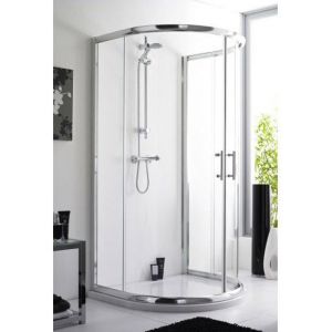 1060mm x 950mm D Shaped Shower Enclosure Inc Stone Resin Tray 