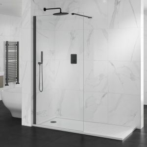 Nero 700mm Black Clear 10mm Wetroom Panel 2000mm Height