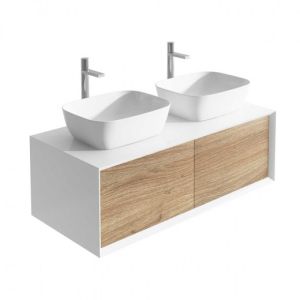 Desire Wall Mounted Vanity Unit Gloss White and Oak 1200mm