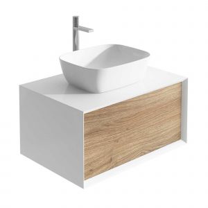 Desire Wall Mounted Vanity Unit Gloss White and Oak 800mm