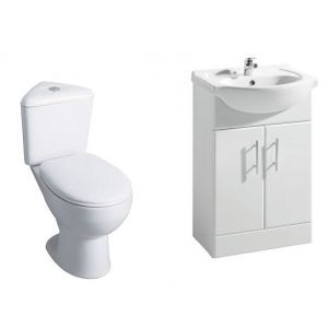 Express Furniture Suite - Express Corner Wc 550mm Vanity Unit Gloss White