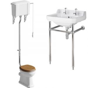 Victorian High Level with 2 TH Basin and Washstand