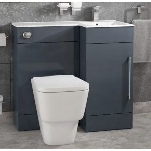 L-Shaped 900mm Anthracite Vanity Unit and WC Combination