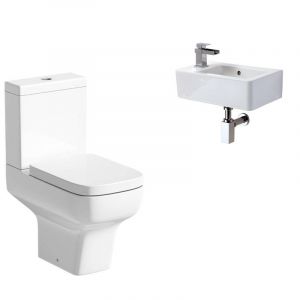 Zero Space Saver Cloakroom Suite Wall Hung Basin inc Soft Close Seat