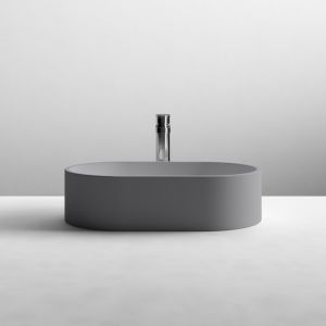 Modern Designer Matt Grey Oval Vessel Countertop Basin 565 x 350 mm