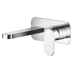 Binsey 2-Hole Wall Mounted Basin Mixer Tap with Plate - Chrome