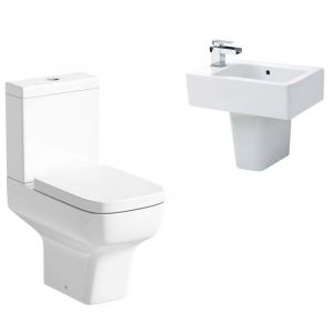 Zero Space Saver Cloakroom Suite Wall Hung Basin and Semi Pedestal