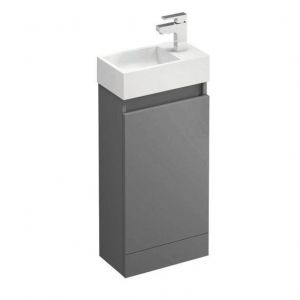 Reflex Floor Standing Soft Close Cloakroom Vanity Unit with Basin Gloss Grey