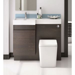 Richmond 900 Double Soft Close Drawer Vanity and WC Unit in Dark Wood
