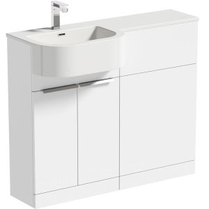Rio Gloss White 1000mm Vanity Unit and WC Combination LH
