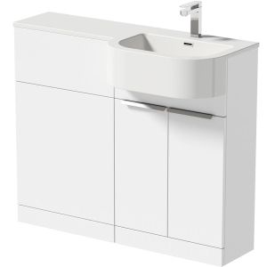 Rio Gloss White 1000mm Vanity Unit and WC Combination RH