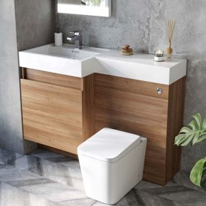 Trafalgar 1200 Double Soft Close Drawer Vanity and WC Unit in Oak Wood with Basin