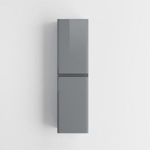 Zenit Wall Mounted Tall Bathroom Cabinet Grey Gloss 1400mm