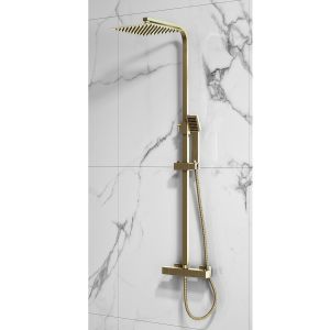 Cloudburst Square Thermostatic Shower Pack Exposed Square Brushed Brass