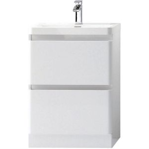 Zenit 600mm White Gloss Floor Standing Bathroom Vanity Unit inc Basin