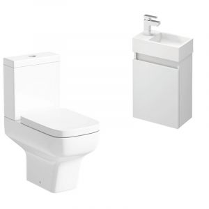 Zero Toilet with Wall Hung White Gloss Vanity Unit
