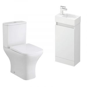 Zero Toilet and Cloakroom White Gloss Vanity Suite